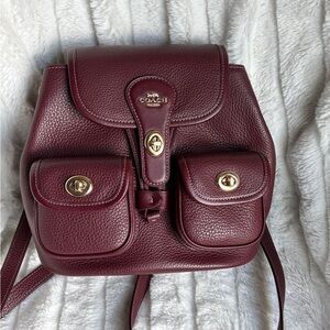 Coach Maroon Leather Backpack
